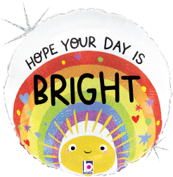 Betallic Bright Day Rainbow Sun 18 inch Glitter Holographic Balloon Packaged 1ct