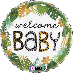 Betallic Jungle Welcome Baby 18 inch MAX Float Round Balloon Packaged 1ct