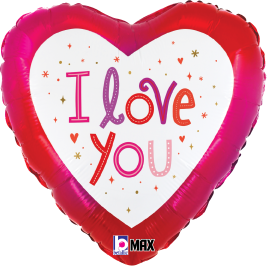 Betallic Love You Sparkles 18 inch MAX Float Heart Balloon Packaged 1ct