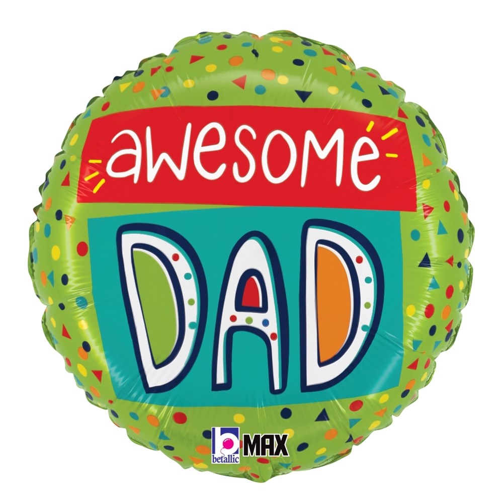 Betallic Awesome Dad Confetti 18 inch MAX Float Round Balloon 1ct