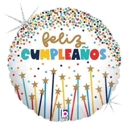 Betallic Velas de Estrellas de Cumpleanos 18 inch Glitter Holographic Balloon 1ct