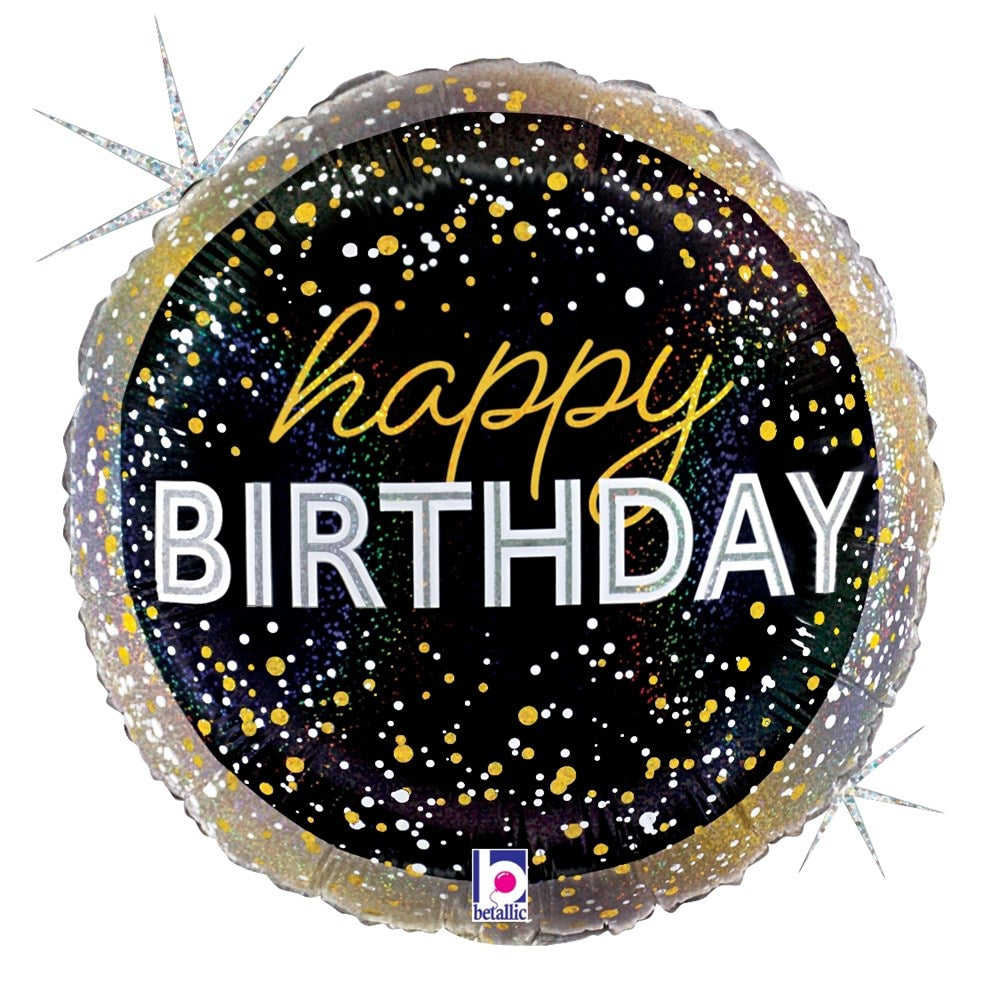 Betallic Metallic Birthday Party 18 inch Glitter Holographic Foil Balloon