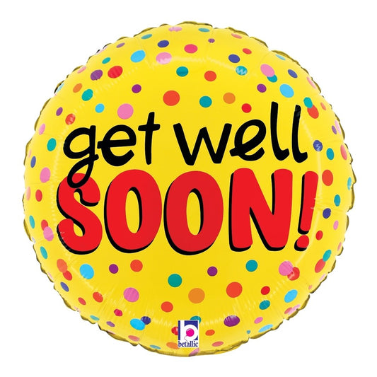 Betallic Get Well Bright Dots 18 inch MAX Float Round Foil Balloon