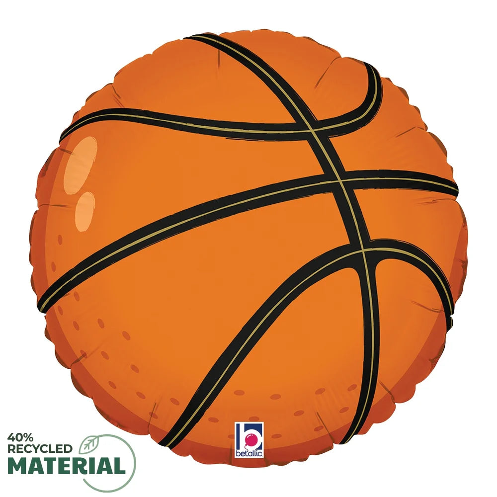 Betallic Basketball 18 inch MAX Float Round Foil Balloon Packaged 1ct