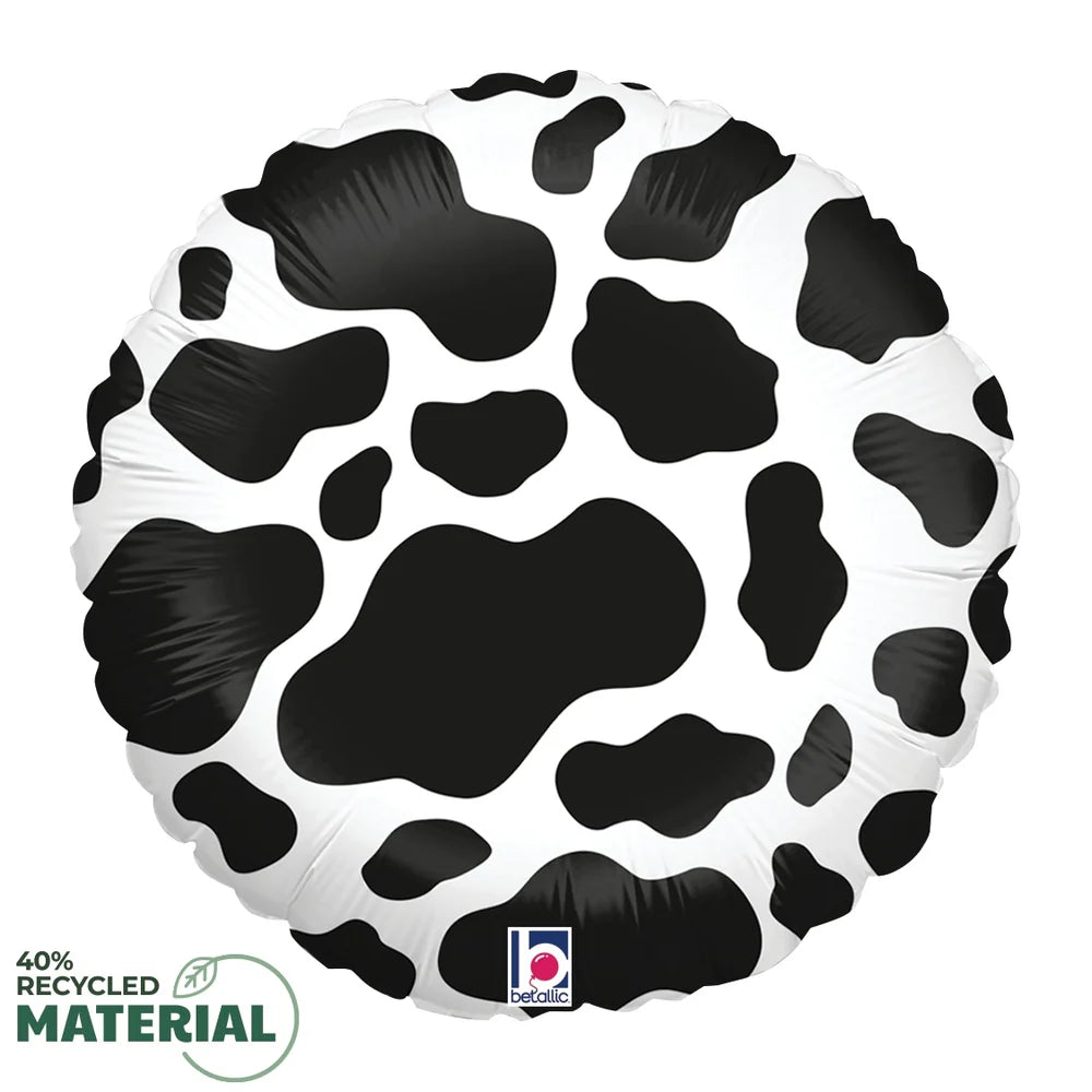Betallic Cow Print 18 inch MAX Float Round Foil Balloon Packaged 1ct