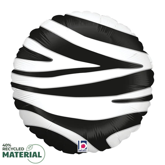 Betallic Zebra Stripes 18 inch MAX Float Round Foil Balloon Packaged 1ct