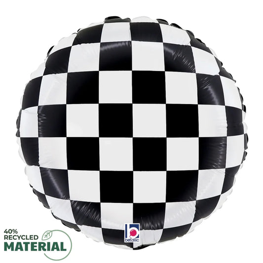 Betallic Checkerboard 18 inch MAX Float Round Foil Balloon Packaged 1ct