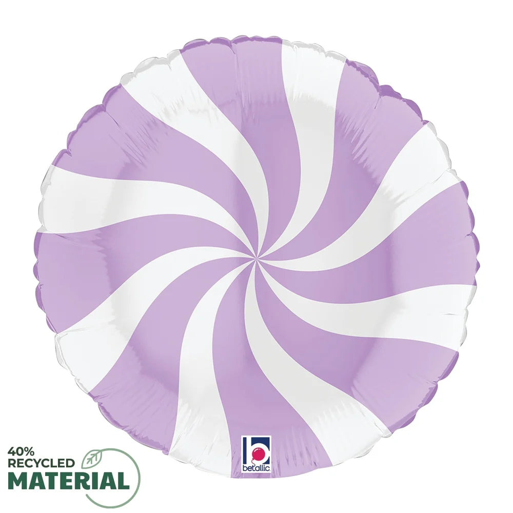 Betallic Swirly White and Matte Lilac 18 inch MAX Float Round Foil Balloon Packaged 1ct