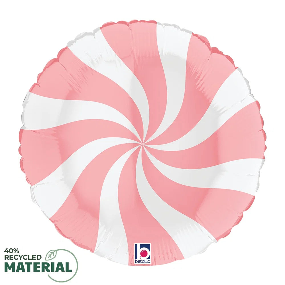 Betallic Swirly White and Matte Pink 18 inch MAX Float Round Foil Balloon Packaged 1ct