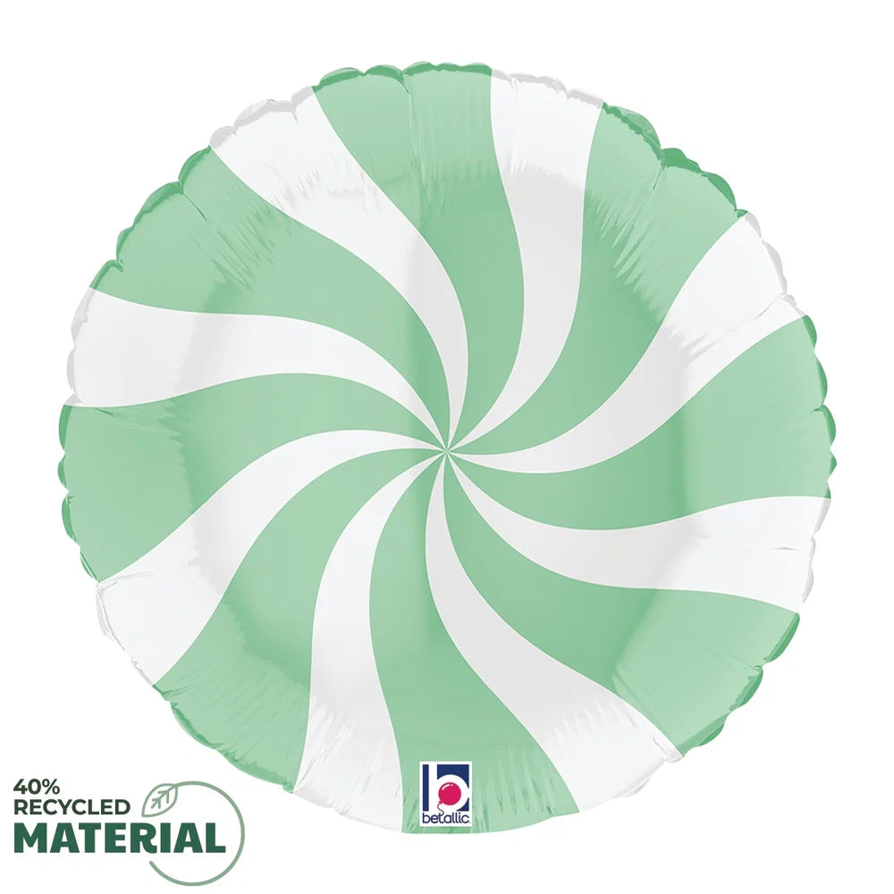 Betallic Swirly White and Matte Green 18 inch MAX Float Round Foil Balloon Packaged 1ct