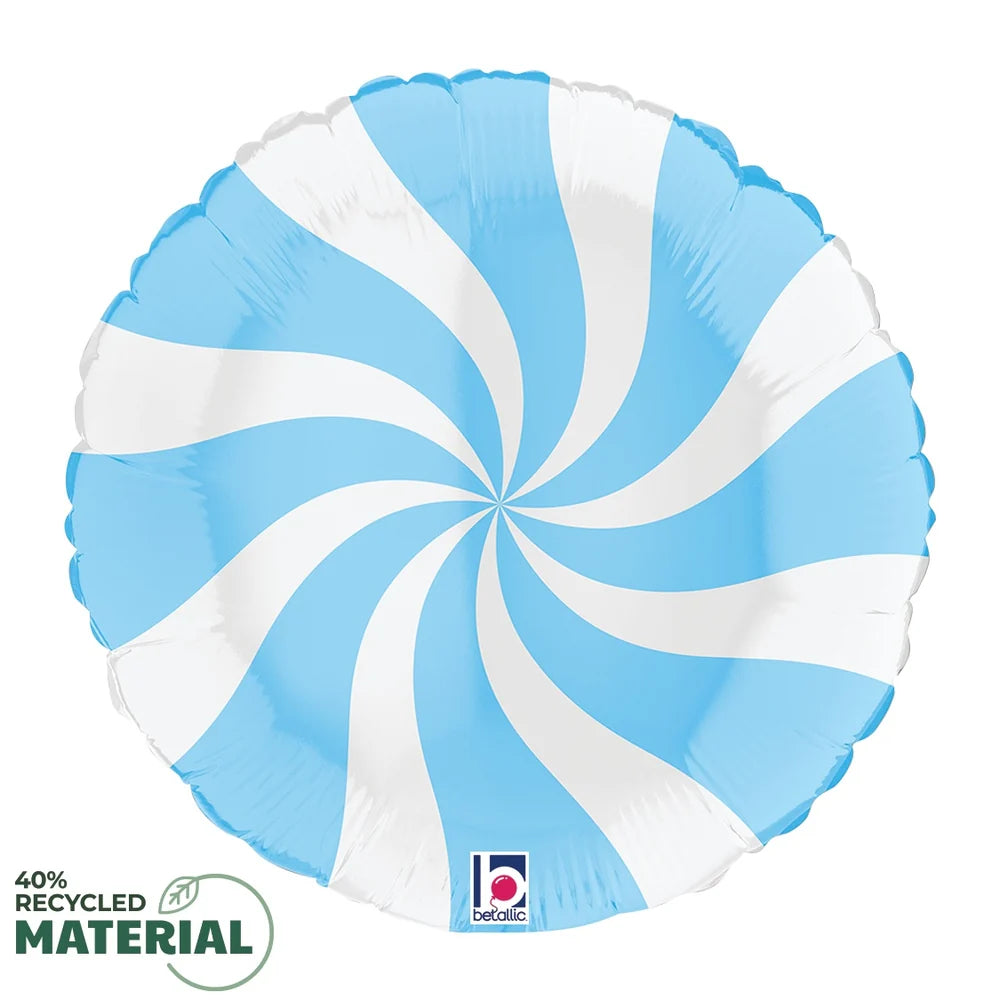 Betallic Swirly White and Matte Blue 18 inch MAX Float Round Foil Balloon Packaged 1ct