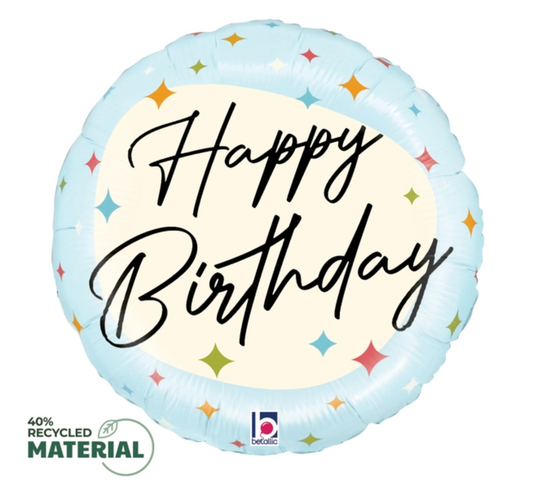 Betallic Classic Birthday Sparkles 18 inch MAX Float Round Foil Balloon Packaged 1ct