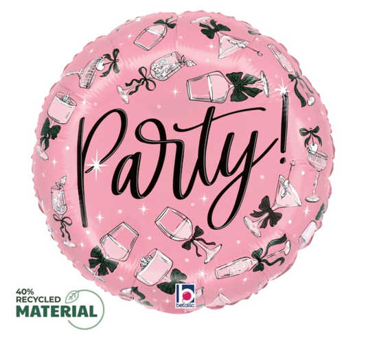 Betallic Black Bow Party Drinks 18 inch MAX Float Round Foil Balloon Packaged 1ct