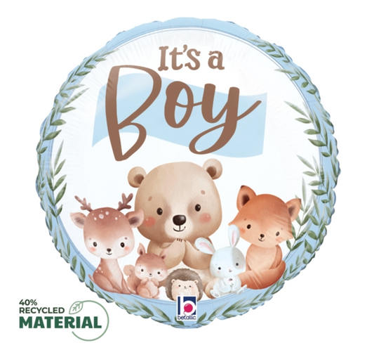Betallic Woodland It's A Boy 18 inch MAX Float Round Foil Balloon Packaged 1ct