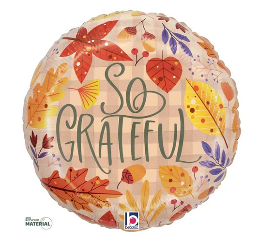 Betallic So Grateful Fall Leaves 18 inch Round Foil Balloon 1ct