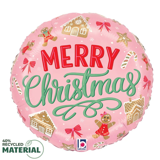 Betallic Christmas Gingerbread 18 inch Round Foil Balloon 1ct