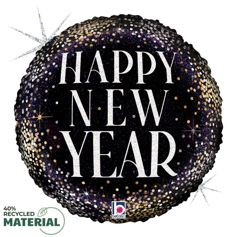 Betallic Sparkle New Year 18 inch Holographic Foil Balloon 1ct