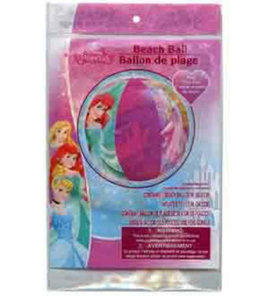20-inch round beach ball featuring Disney princesses Ariel, Belle, and Cinderella with pink and purple panels.