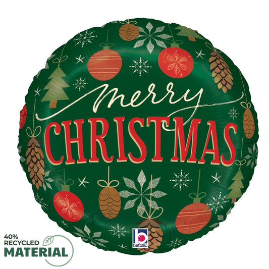 Betallic Cozy Christmas Ornaments 18 inch Round Foil Balloon 1ct
