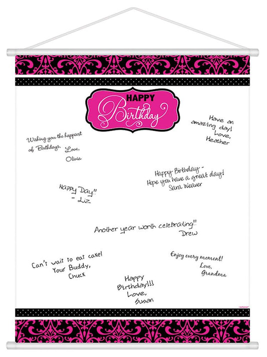 Black and Pink Scroll Sign In Sheet