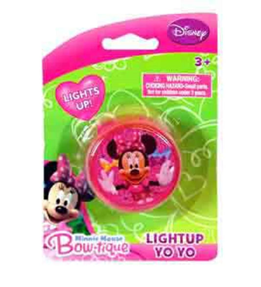 Pink light-up yoyo featuring Minnie Mouse in a bowtie with a clear plastic casing.