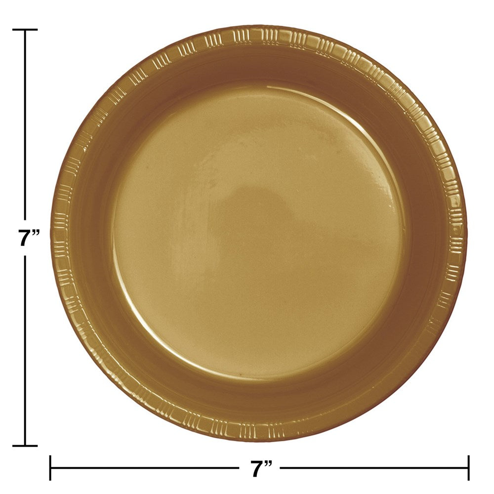 Glittering Gold 7in Plastic Plate 20ct