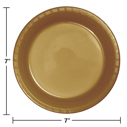 Glittering Gold 7in Plastic Plate 20ct