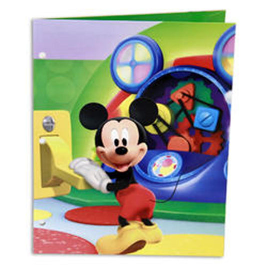 Colorful Mickey Mouse-themed folder with vibrant cartoon design and durable paper material.