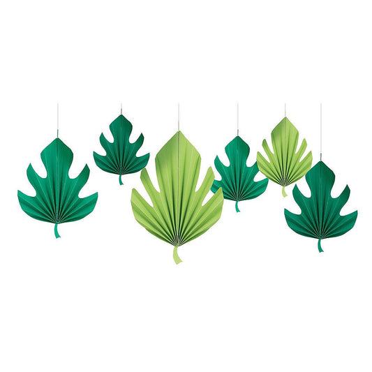 Palm Leaf Shaped Fan Decorations 6ct