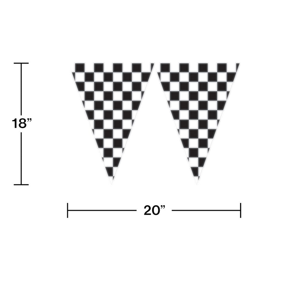 Race Decor Flag Banner 20 Blk &amp; Wh Check 1ct