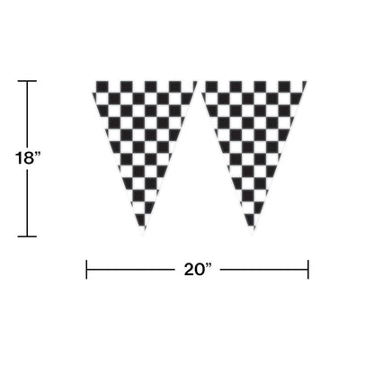 Race Decor Flag Banner 20 Blk &amp; Wh Check 1ct