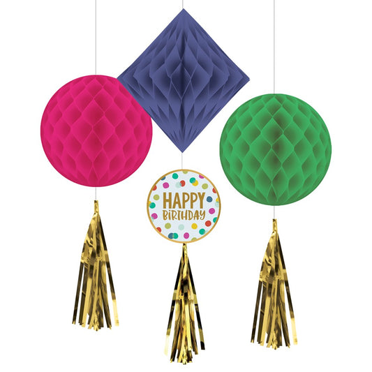 Happy Dots Honeycomb Decoraciones 3ct