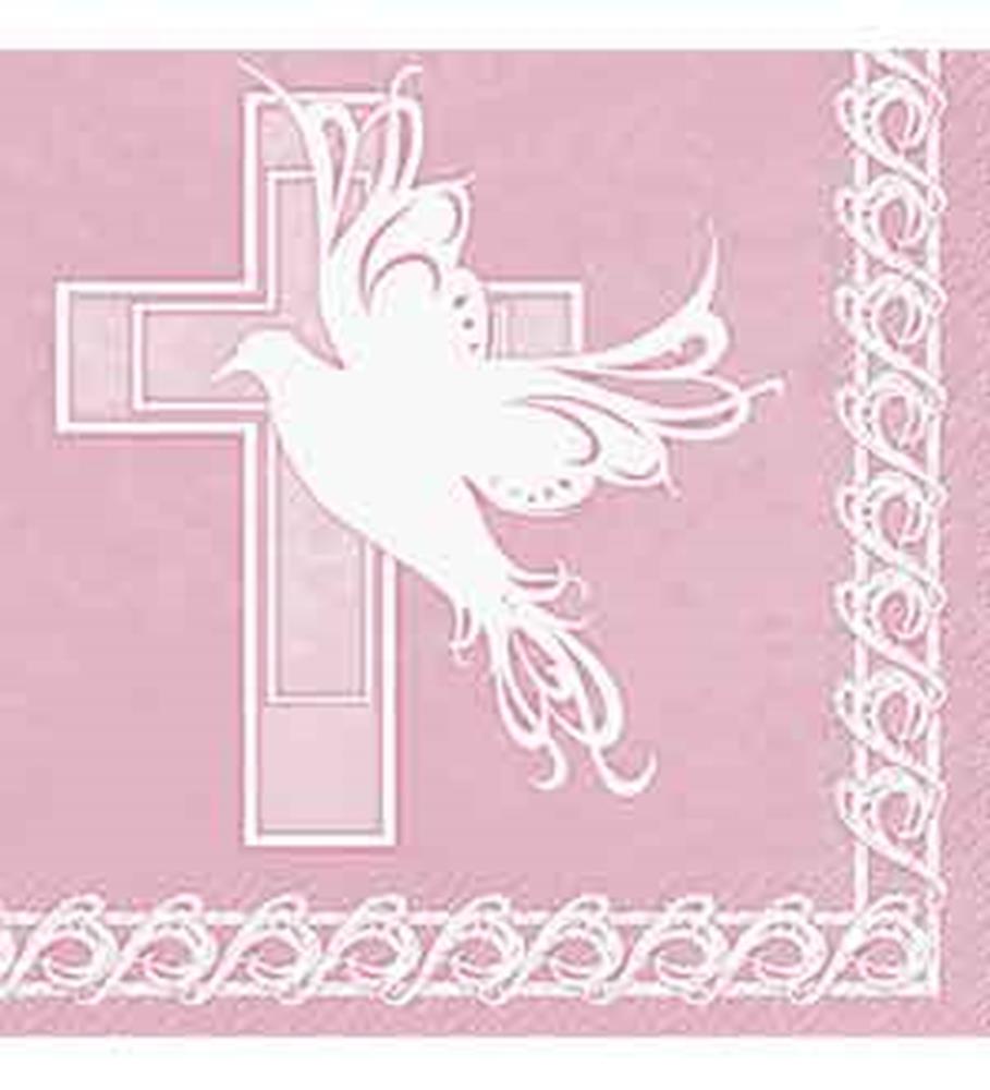 Dove Cross Pink Napkin (L) 16ct