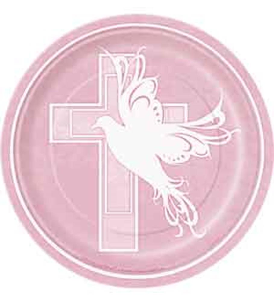 Dove Cross Pink Plate (S) 8ct