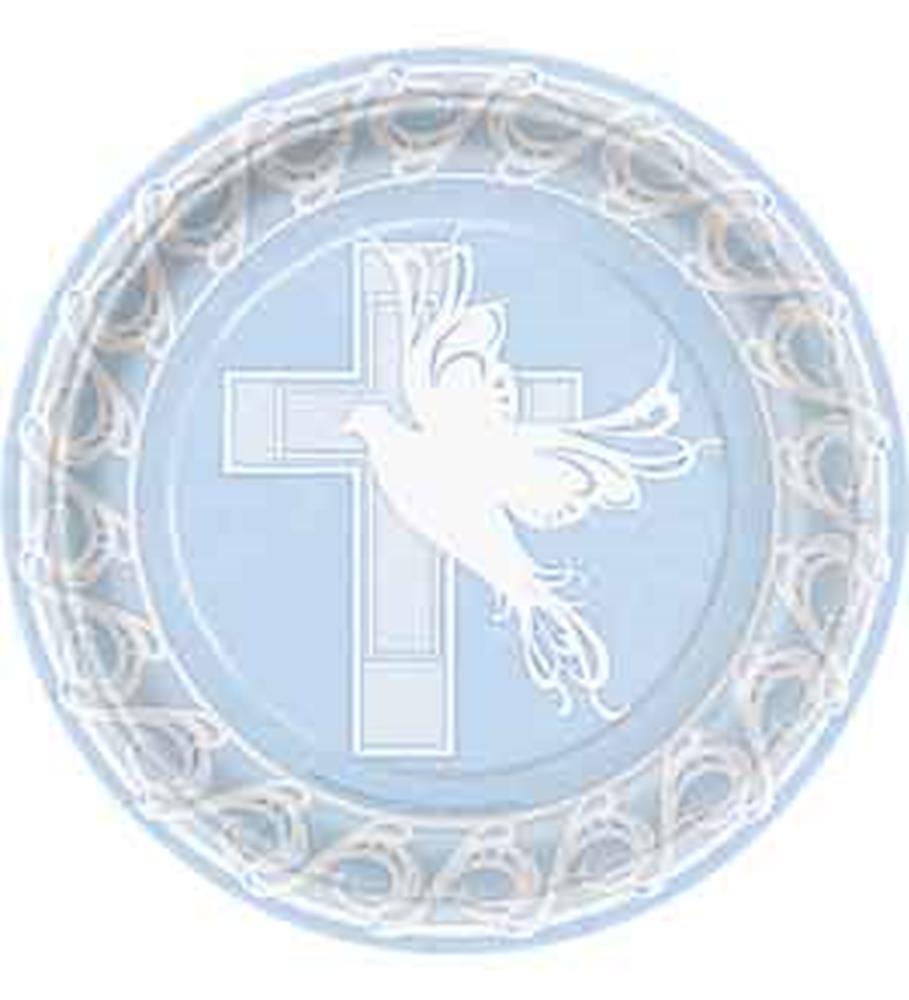 Dove Cross Blue Plate (L) 8ct