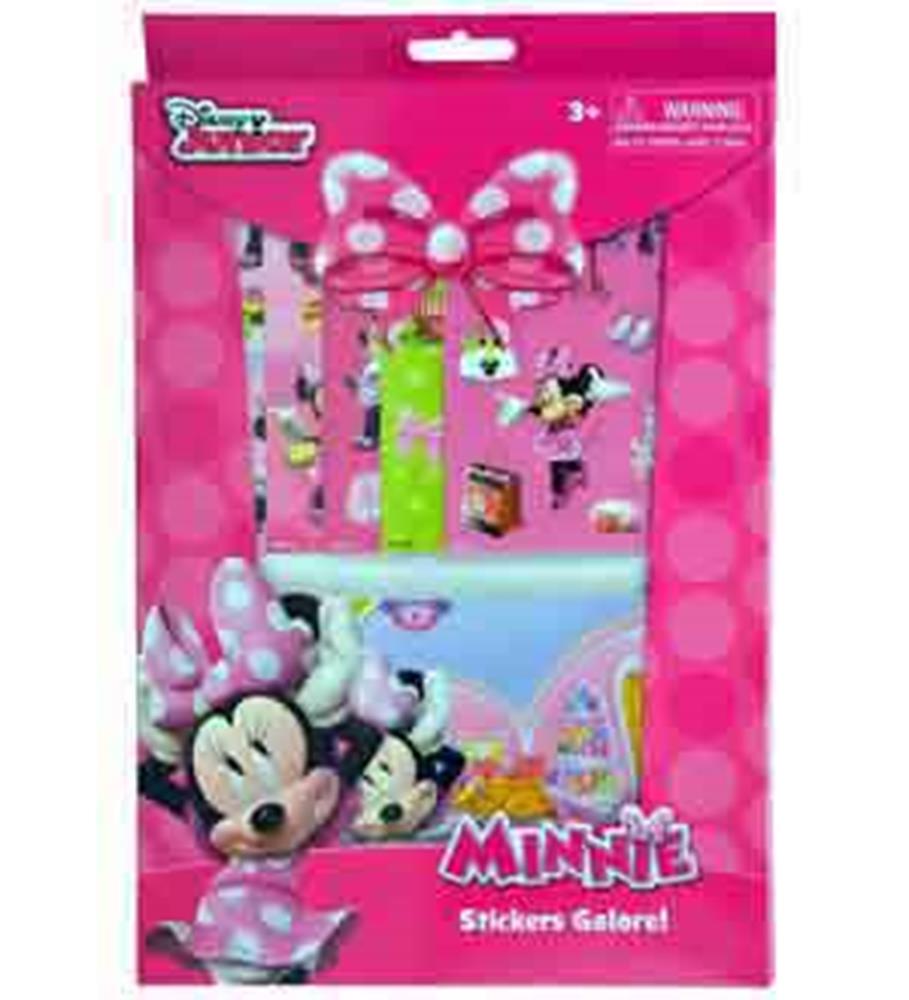 Pink Minnie Bowtique sticker sheet album set featuring Minnie Mouse with a large polka dot bow, colorful themed stickers,.