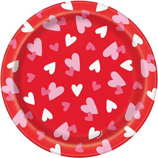 Valentines Day Fluttering Hearts 7 inch Plates 8ct