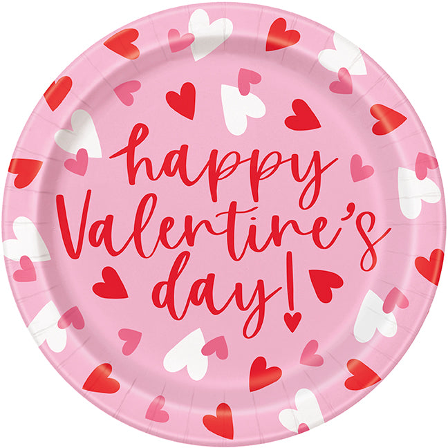 Valentines Day Fluttering Hearts 9 inch Plates 8ct - Toy World Inc