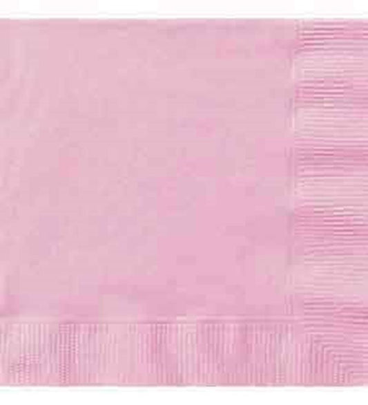 Soft pink paper napkin with embossed border, square, 7-inch size.