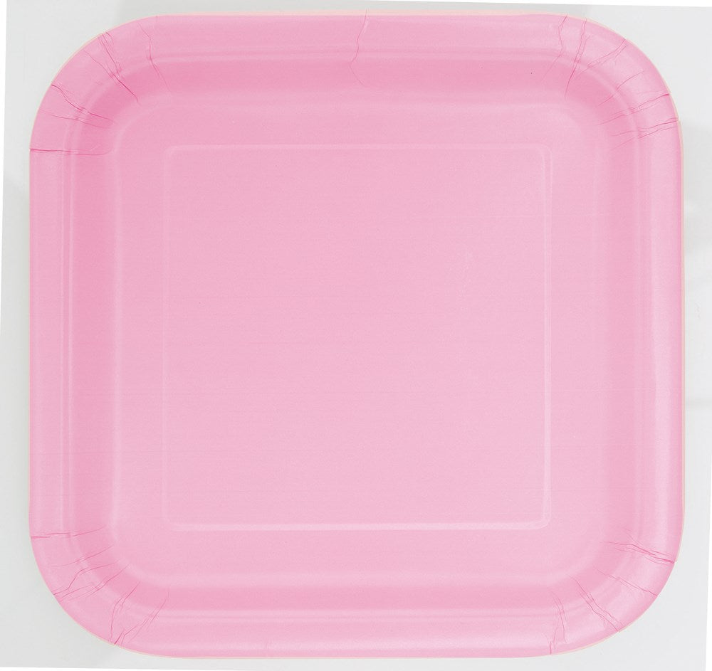 Lovely Pink Solid Square 7" Dessert Plates, 16ct