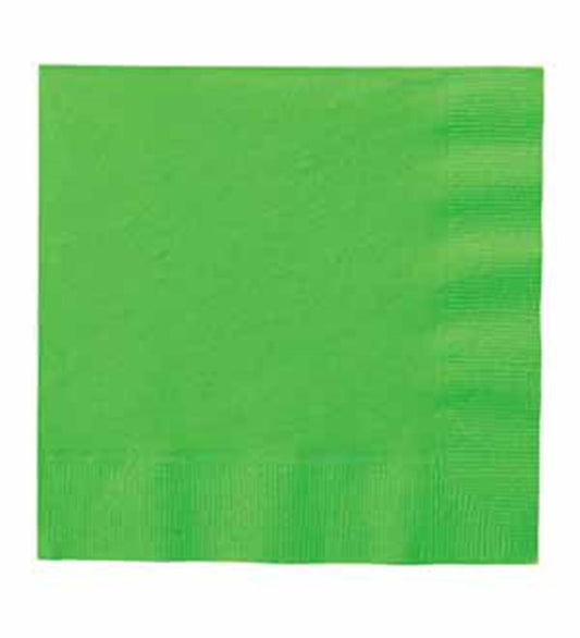 Bright lime green square paper luncheon napkin with a subtle embossed border, 20 count.