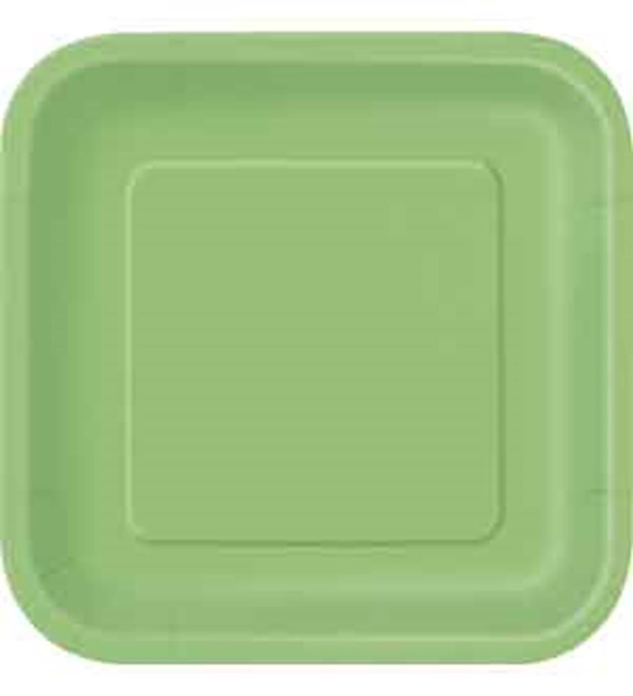 Lime Green 9 inch Square Paper Plate 14ct