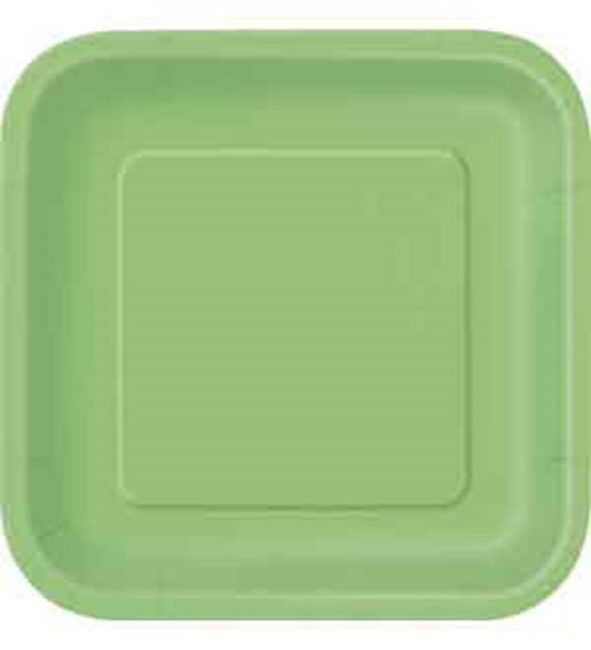 Lime Green 9 inch Square Paper Plate 14ct