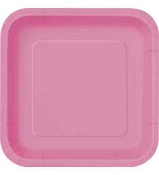 Hot Pink 9 inch Square Paper Plate 14ct