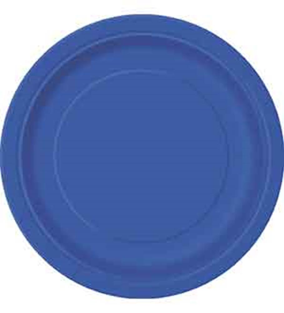 Set of large royal blue plastic plates with a smooth, slightly raised edge.