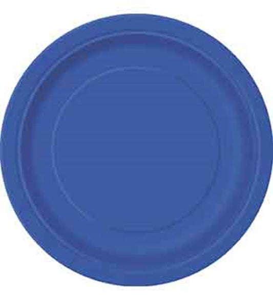 Set of large royal blue plastic plates with a smooth, slightly raised edge.