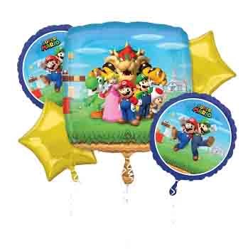 Anagram Mario Brother Foil Balloon Bouquet 5ct