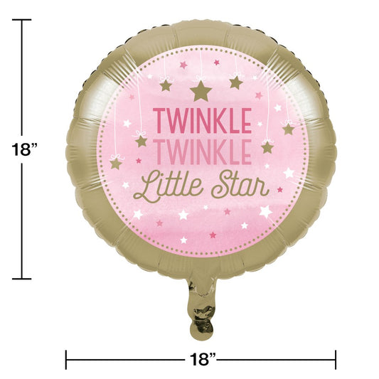 Globo de aluminio One Little Star Girl de 18 pulgadas, 1 unidad