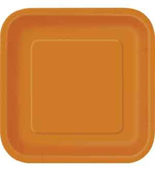 Pumpkin Orange 7 inch Square Plate 16ct