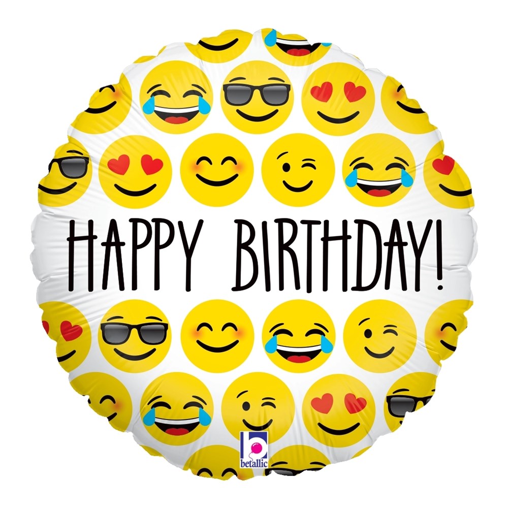 Betallic Emoji Birthday 9 inch Foil Balloon 1ct